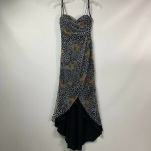 MORGAN & Co. VNeck Maxi Dress Zip up Back Leopard Animal Print size 3/4